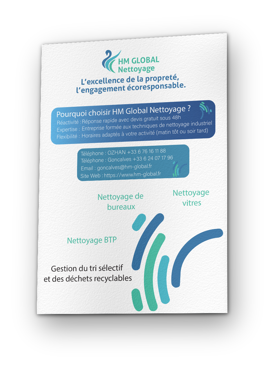 Flyer A5 HM Global Nettoyage imprimé sur couché 170 g